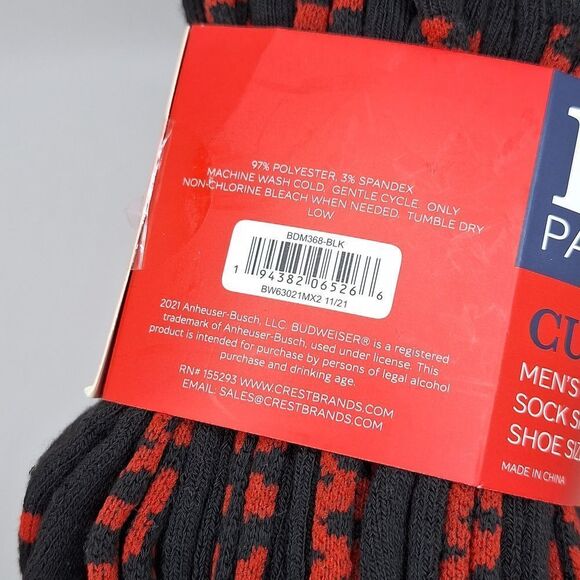 Budweiser king of beers 10 pairs cushion black socks nwt - Picture 5 of 6